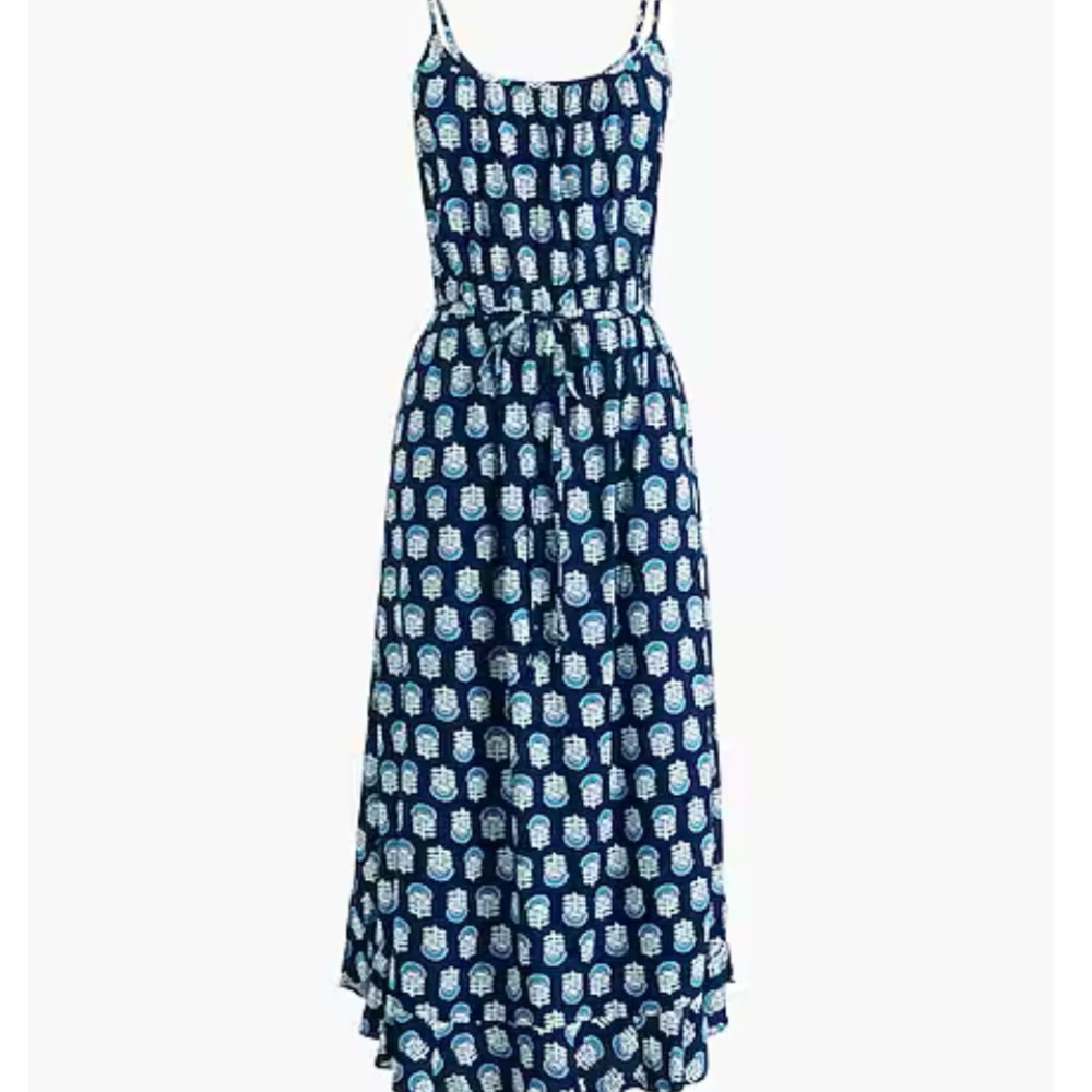 J. Crew Factory Blue and White High Low spaghetti strap Dress